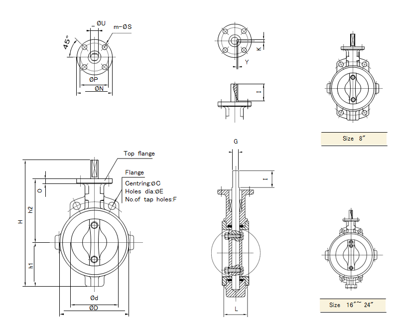 Two Piece Body Teflon Butterfly Valves